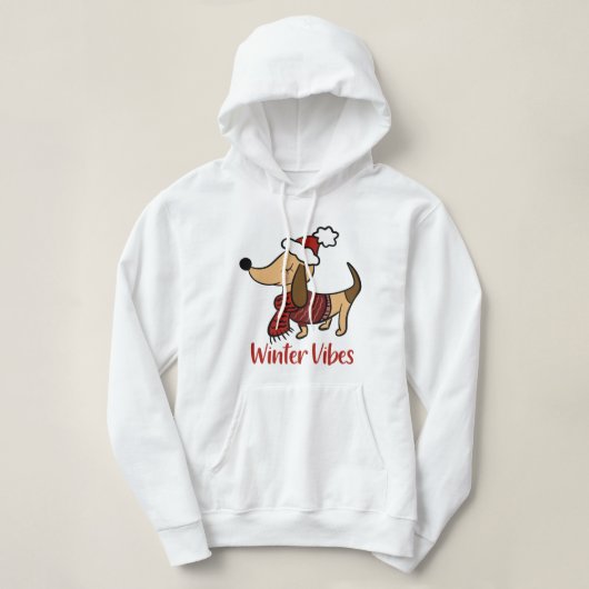 Dachshund Winterhond Hoodie (Design voorkant)