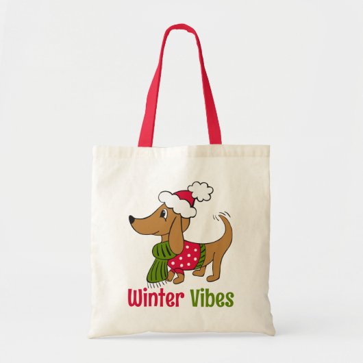 Dachshund Winterhond Tote Bag (Voorkant)
