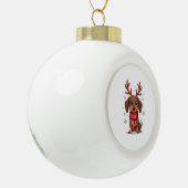 Dachshund Wintervreugde Keramische Bal Ornament (Links)