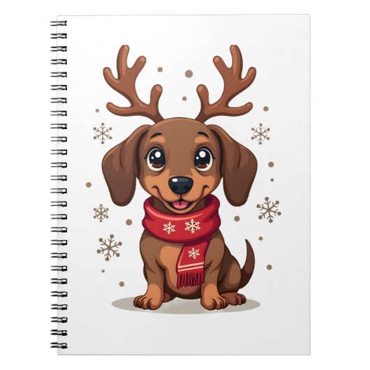 Dachshund Wintervreugde Notitieboek (Voorkant)