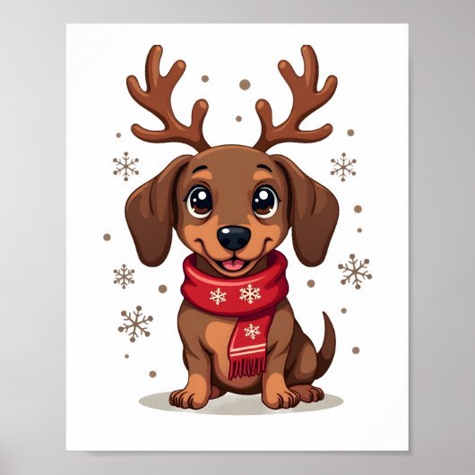 Dachshund Wintervreugde Poster (Voorkant)