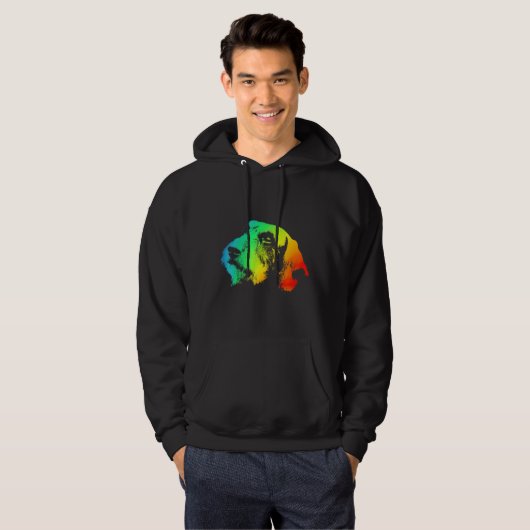 Dachshund Wire Hair Colorful Rainbow Retro Hoodie (Voorkant volledig)
