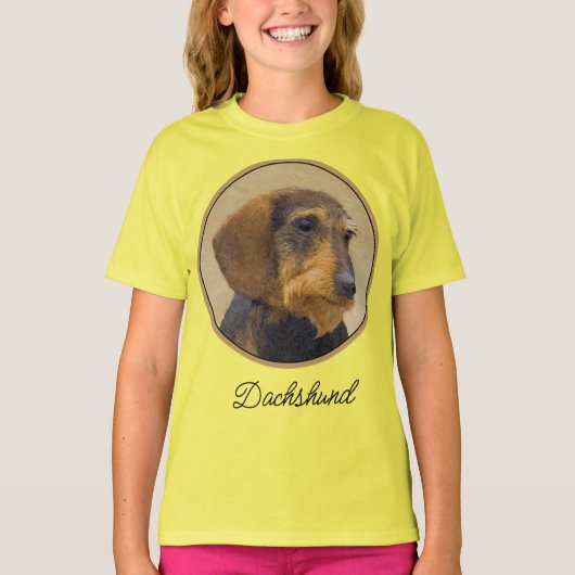 Dachshund (Wirehaire) Het schilderen Originele Kun T-shirt (Voorkant)