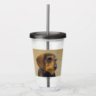 Dachshund (Wirehaire) schilderende oorspronkelijke Acryl Drinkbeker