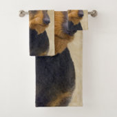 Dachshund (Wirehaire) schilderende oorspronkelijke Bad Handdoek (Insitu)