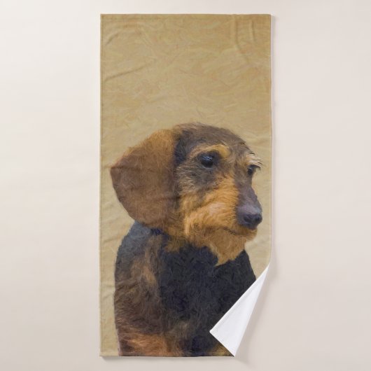 Dachshund (Wirehaire) schilderende oorspronkelijke Bad Handdoek (Badhanddoek)