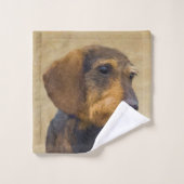 Dachshund (Wirehaire) schilderende oorspronkelijke Bad Handdoek (Wasdoekje)