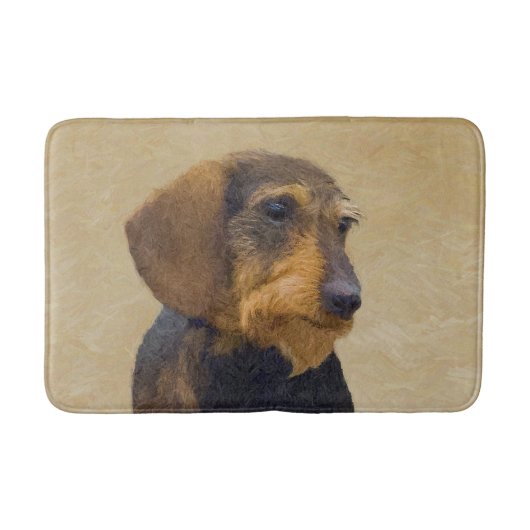 Dachshund (Wirehaire) schilderende oorspronkelijke Badmat (Voorkant)