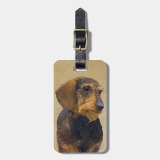 Dachshund (Wirehaire) schilderende oorspronkelijke Bagagelabel (Voorkant verticaal)
