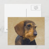 Dachshund (Wirehaire) schilderende oorspronkelijke Briefkaart (Voorkant / Achterkant)