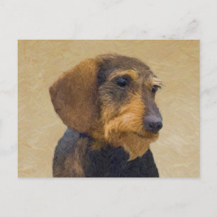 Dachshund (Wirehaire) schilderende oorspronkelijke Briefkaart