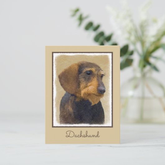 Dachshund (Wirehaire) schilderende oorspronkelijke Briefkaart (Staand voorkant)