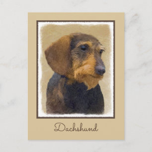 Dachshund (Wirehaire) schilderende oorspronkelijke Briefkaart