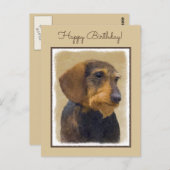 Dachshund (Wirehaire) schilderende oorspronkelijke Briefkaart (Voorkant / Achterkant)