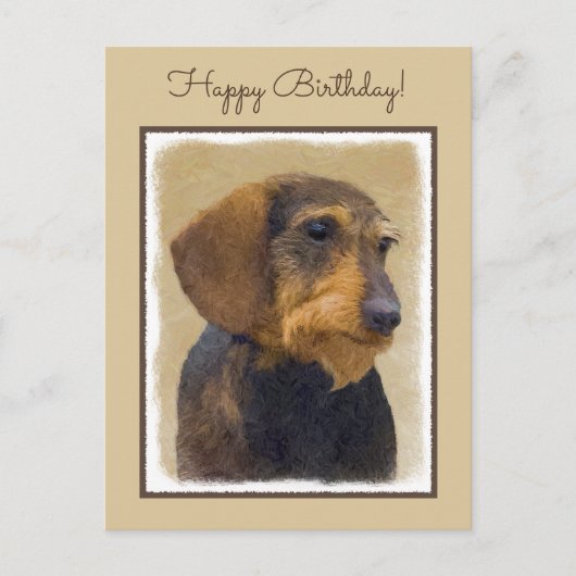 Dachshund (Wirehaire) schilderende oorspronkelijke Briefkaart (Voorkant)