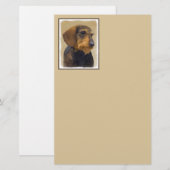 Dachshund (Wirehaire) schilderende oorspronkelijke Briefpapier (Voorkant / Achterkant)
