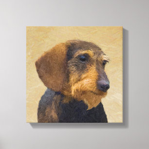 Dachshund (Wirehaire) schilderende oorspronkelijke Canvas Afdruk