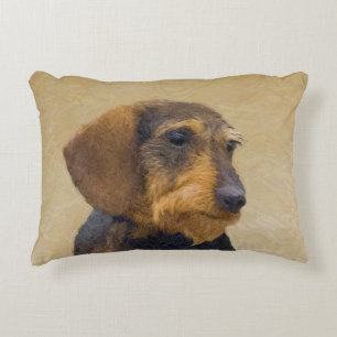 Dachshund (Wirehaire) schilderende oorspronkelijke Decoratief Kussen