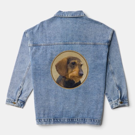 Dachshund (Wirehaire) schilderende oorspronkelijke Denim Jacket (Achterkant)