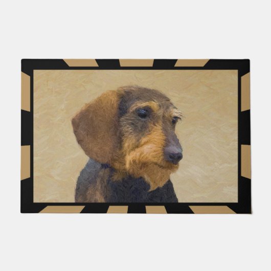 Dachshund (Wirehaire) schilderende oorspronkelijke Deurmat (Voorkant)