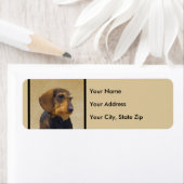 Dachshund (Wirehaire) schilderende oorspronkelijke Etiket (Insitu)