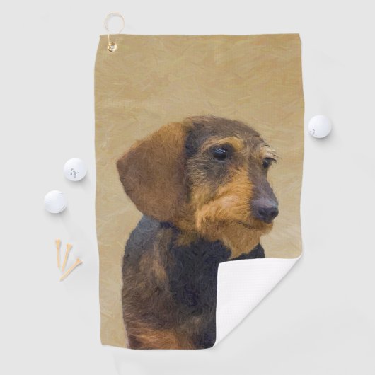 Dachshund (Wirehaire) schilderende oorspronkelijke Golfhanddoek (Insitu)