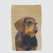 Dachshund (Wirehaire) schilderende oorspronkelijke Golfhanddoek (Voorkant)