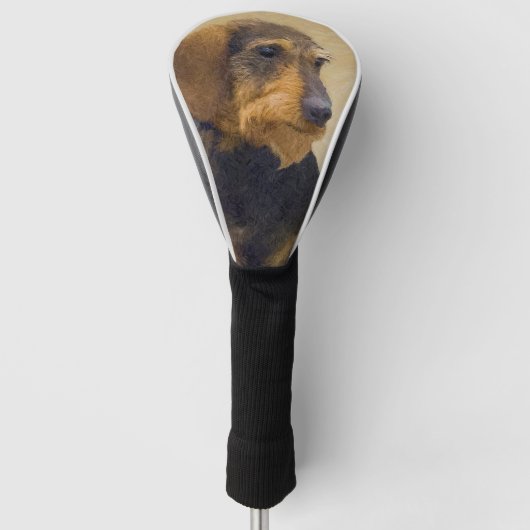 Dachshund (Wirehaire) schilderende oorspronkelijke Golfheadcover (Voorkant)