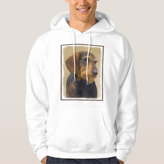 Dachshund (Wirehaire) schilderende oorspronkelijke Hoodie (Voorkant)