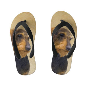 Dachshund (Wirehaire) schilderende oorspronkelijke Kinder Teenslippers