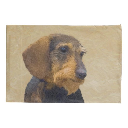 Dachshund (Wirehaire) schilderende oorspronkelijke Kussensloop (Achterkant)