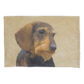 Dachshund (Wirehaire) schilderende oorspronkelijke Kussensloop (Voorkant)