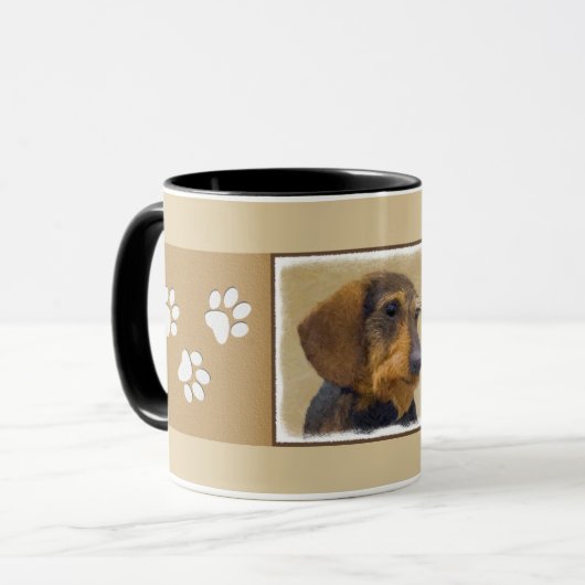 Dachshund (Wirehaire) schilderende oorspronkelijke Mok (Voorkant links)