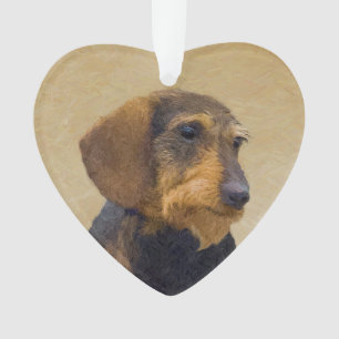 Dachshund (Wirehaire) schilderende oorspronkelijke Ornament