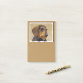 Dachshund (Wirehaire) schilderende oorspronkelijke Post-it® Notes (Op bureau)