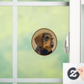 Dachshund (Wirehaire) schilderende oorspronkelijke Raamsticker (Huis)