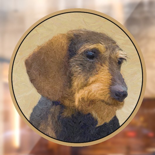 Dachshund (Wirehaire) schilderende oorspronkelijke Raamsticker (Vel 2)