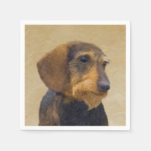 Dachshund (Wirehaire) schilderende oorspronkelijke Servetten