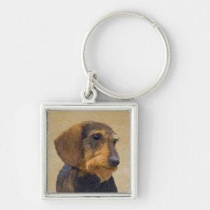 Dachshund (Wirehaire) schilderende oorspronkelijke Sleutelhanger