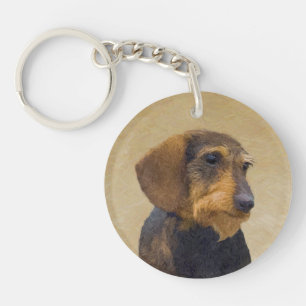 Dachshund (Wirehaire) schilderende oorspronkelijke Sleutelhanger