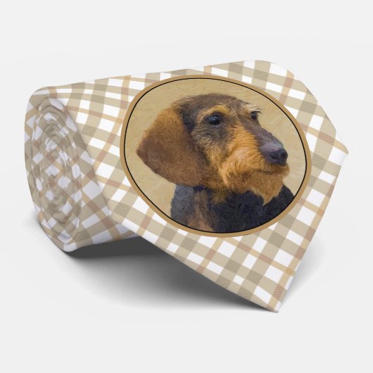 Dachshund (Wirehaire) schilderende oorspronkelijke Stropdas (Opgerold)