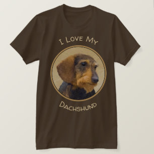 Dachshund (Wirehaire) schilderende oorspronkelijke T-shirt