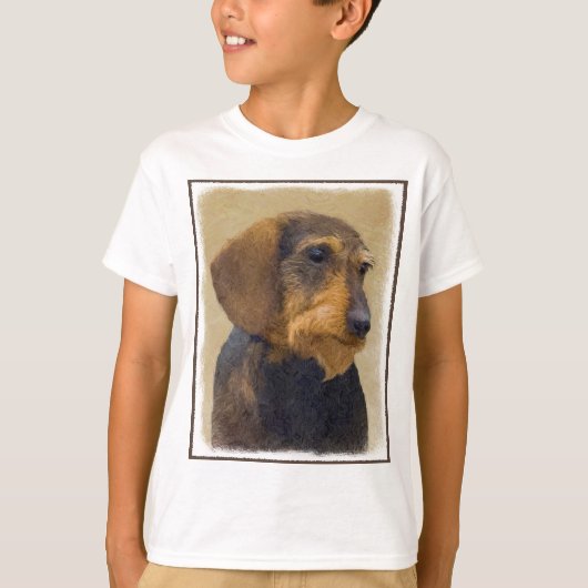 Dachshund (Wirehaire) schilderende oorspronkelijke T-shirt (Voorkant)