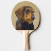 Dachshund (Wirehaire) schilderende oorspronkelijke Tafeltennisbatje (Achterkant)