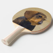 Dachshund (Wirehaire) schilderende oorspronkelijke Tafeltennisbatje (Voorkant Gekanteld)
