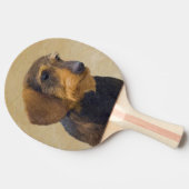 Dachshund (Wirehaire) schilderende oorspronkelijke Tafeltennisbatje (Zijkant)