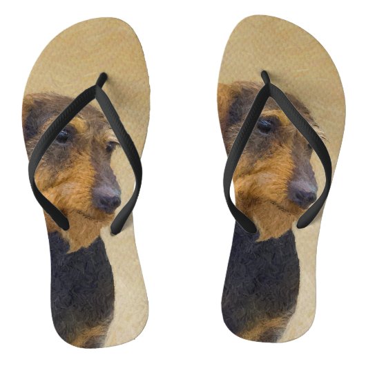 Dachshund (Wirehaire) schilderende oorspronkelijke Teenslippers (Voetbed)
