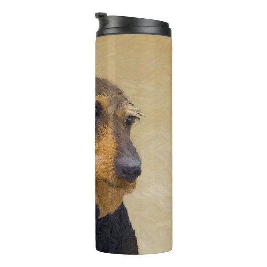 Dachshund (Wirehaire) schilderende oorspronkelijke Thermosbeker (Geroteerd rechts)