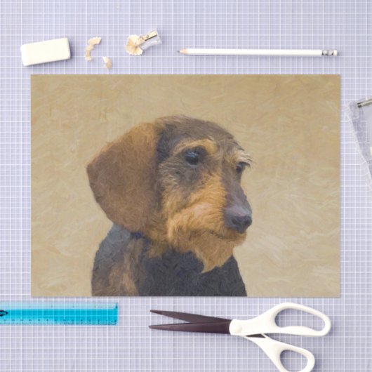 Dachshund (Wirehaire) schilderende oorspronkelijke Tissuepapier (Craft)