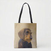 Dachshund (Wirehaire) schilderende oorspronkelijke Tote Bag (Voorkant)